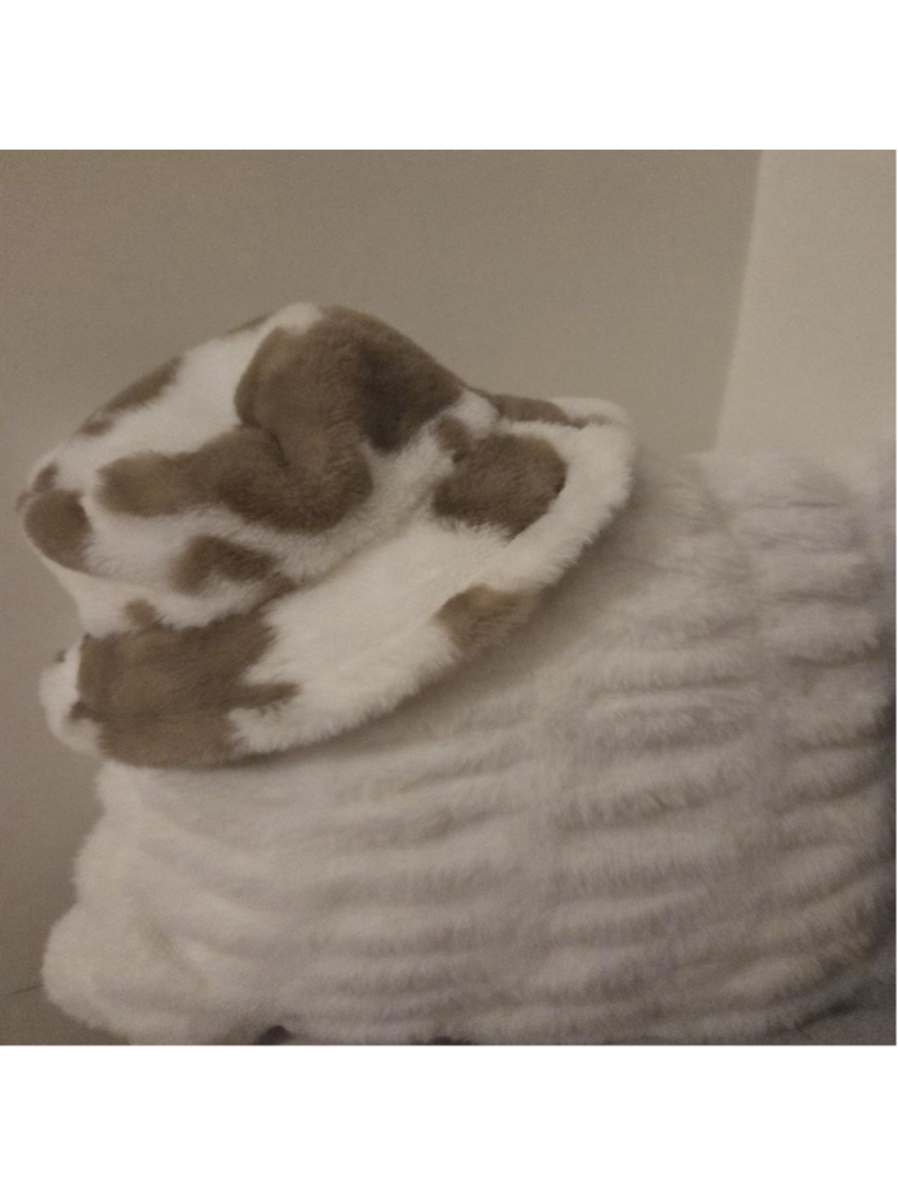 Women's Unbranded Cow Print Faux Fur Bucket Hat One Size White Brown